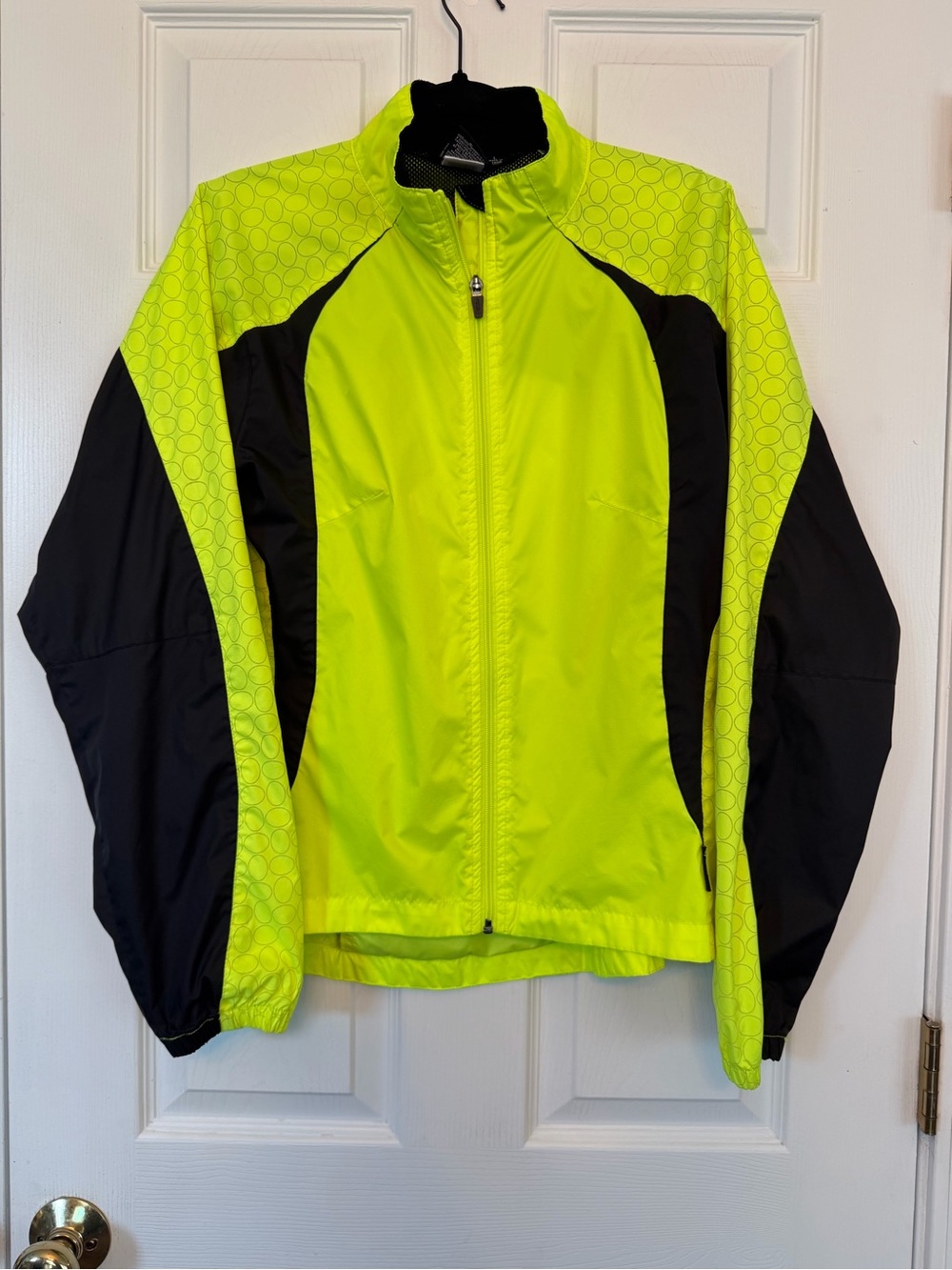 IllumiNite Reflective Safety Windbreaker in Neon Yellow and Black. Women’s Large